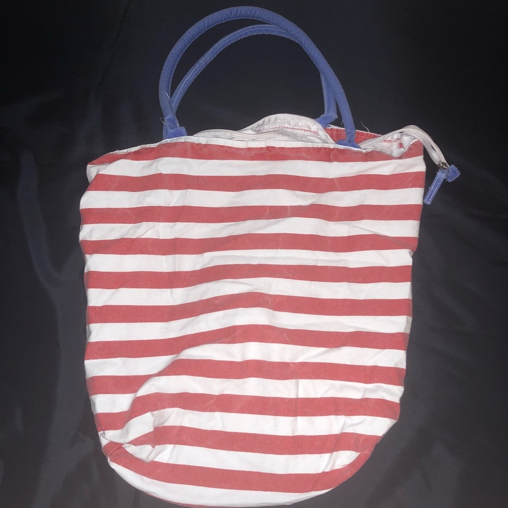Red and White Striped Tote